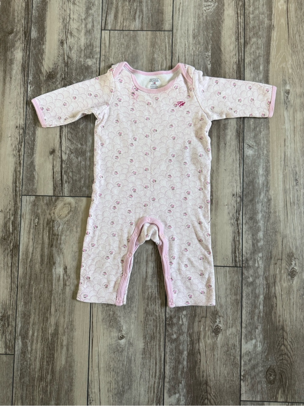 Tommy Hilfiger Pink Floral Rose Print Baby One-Piece Romper